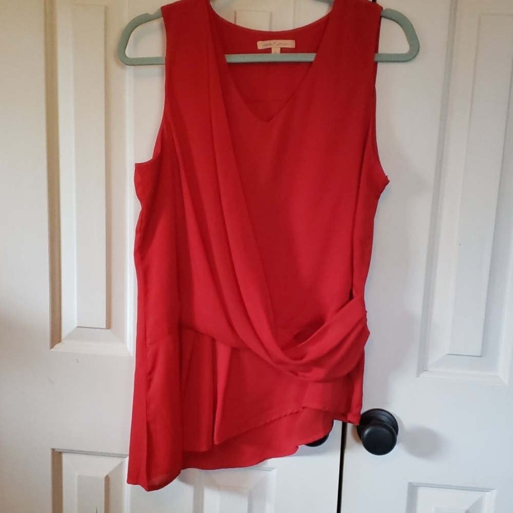 Gibson Latimer Red Draped Blouse